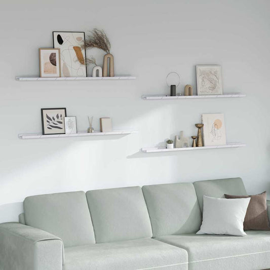 Wall Shelf Wall-Mounted 4 pcs White Marble 115 x 9 x 3 cm