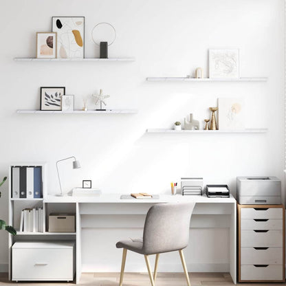 Wall Shelf 4 pcs White Marble 115 x 9 x 3 cm Engineered Wood