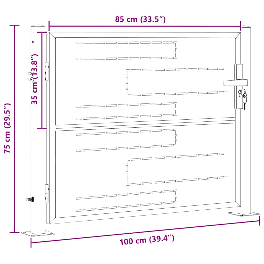 Garden Gate 85 x 70 cm Stainless Steel Silver Lockable
