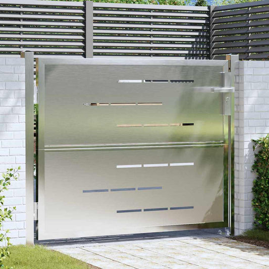 Garden Gate 85 x 70 cm Stainless Steel Silver Lockable