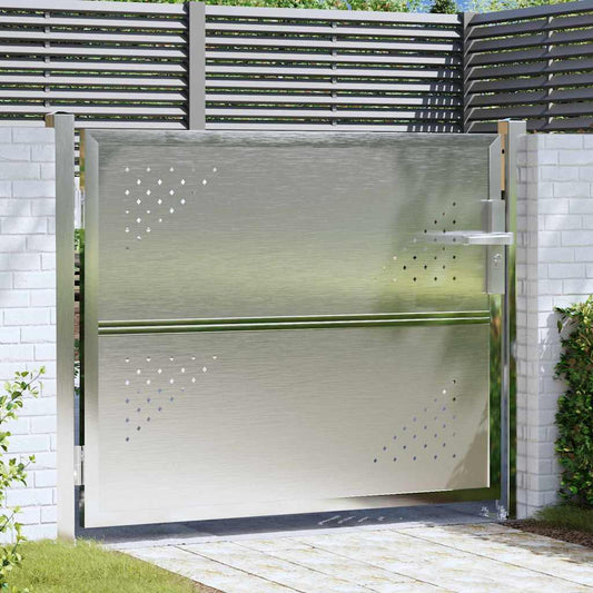 Garden Gate with Lock Silver 85 x 70 cm Stainless Steel