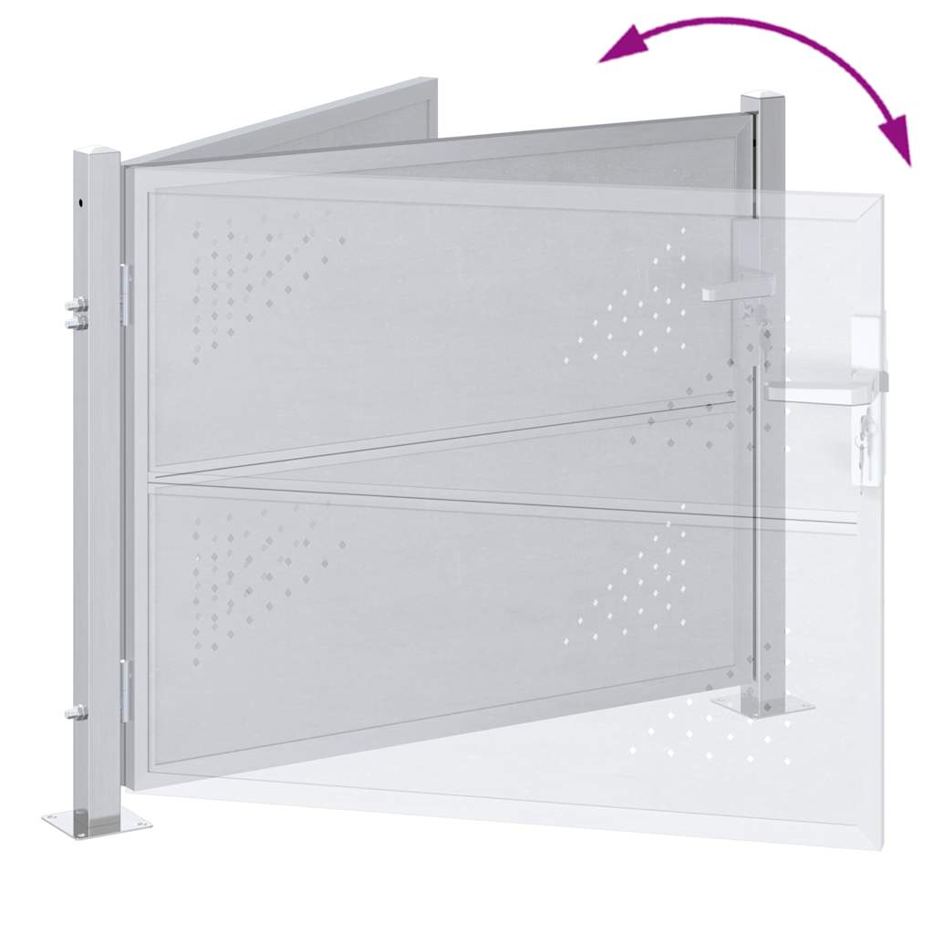 Garden Gate with Lock Silver 85 x 70 cm Stainless Steel