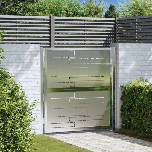 Garden Gate with Lock Silver 85 x 97 cm Stainless Steel