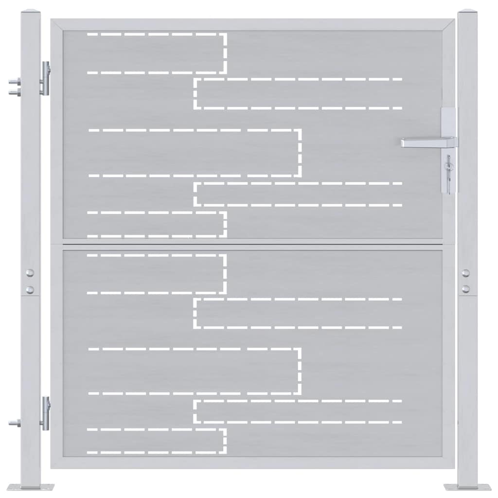 Garden Gate with Lock Silver 85 x 97 cm Stainless Steel