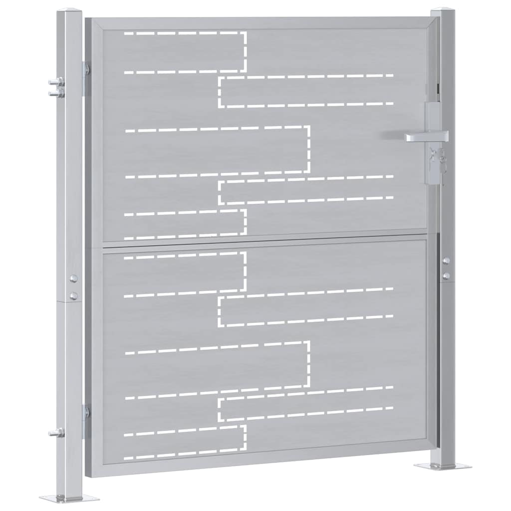 Garden Gate with Lock Silver 85 x 97 cm Stainless Steel