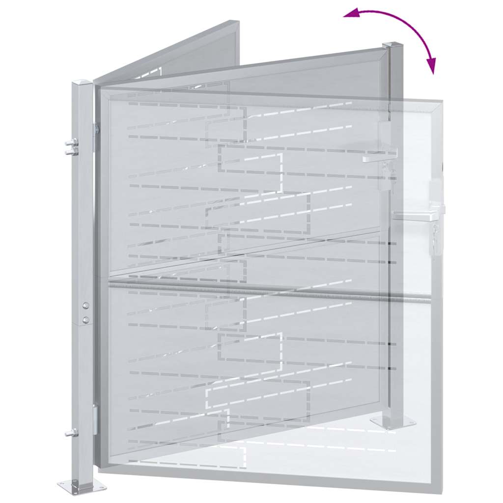 Garden Gate with Lock Silver 85 x 97 cm Stainless Steel