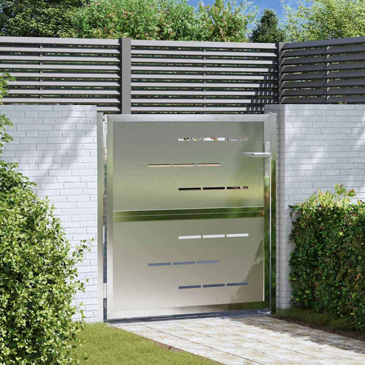 Garden Gate with Lock Silver 85 x 97 cm Stainless Steel