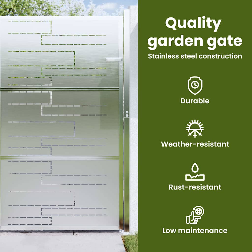 Garden Gate with Lock Silver 85 x 120 cm Stainless Steel