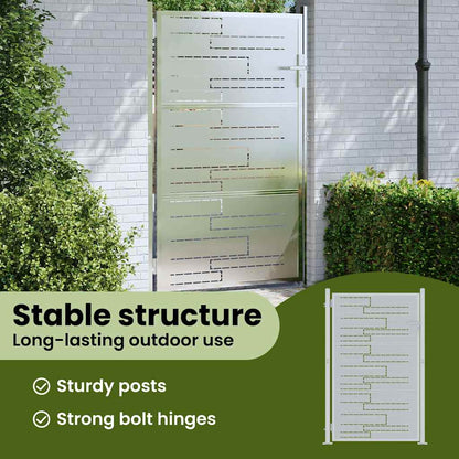 Garden Gate with Lock Silver 85 x 120 cm Stainless Steel