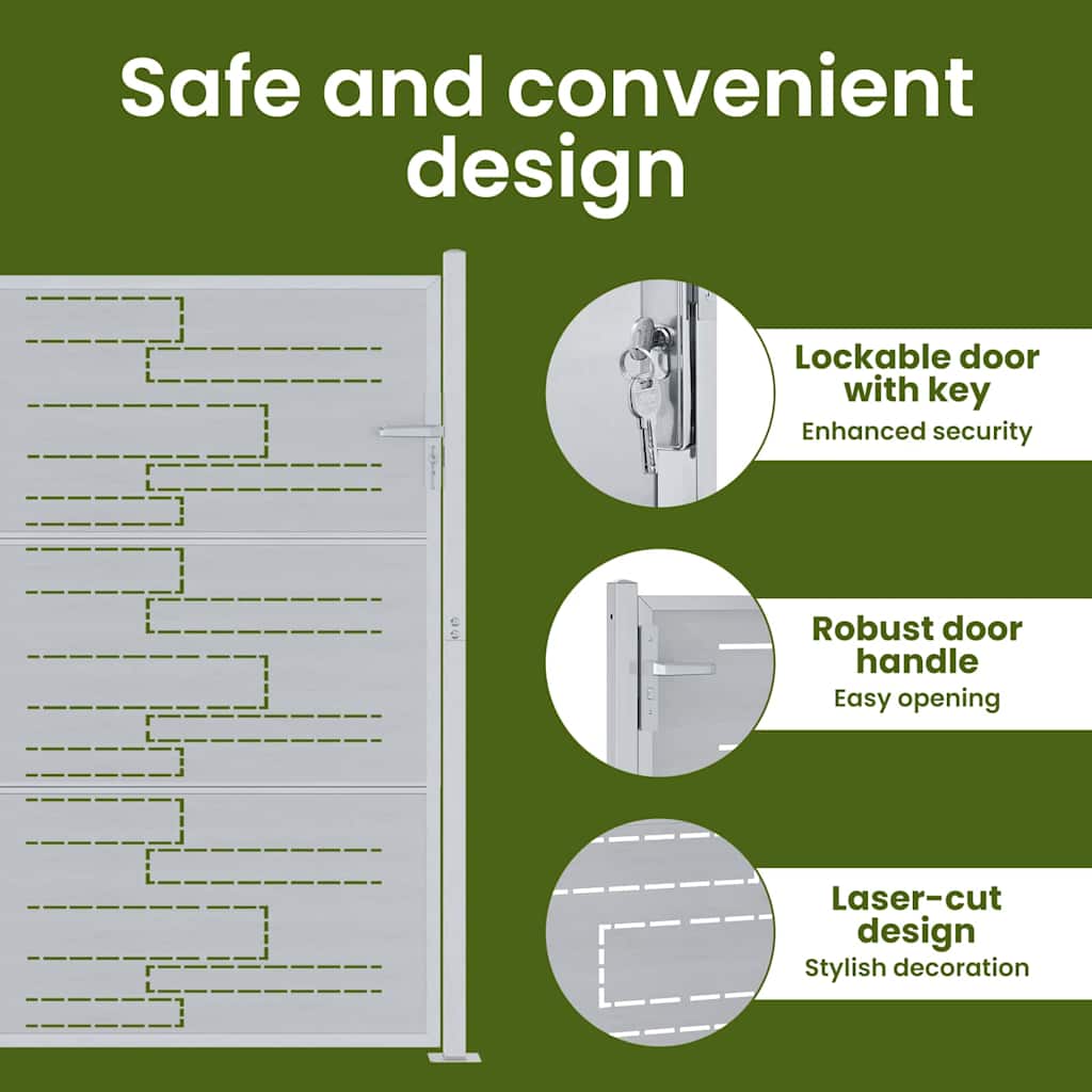 Garden Gate with Lock Silver 85 x 120 cm Stainless Steel