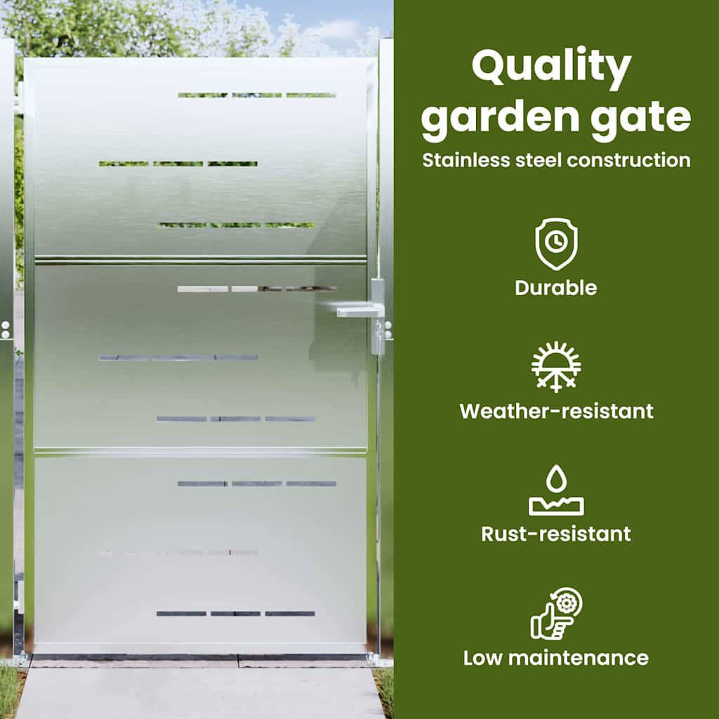 Garden Gate with Lock Silver 85 x 120 cm Stainless Steel