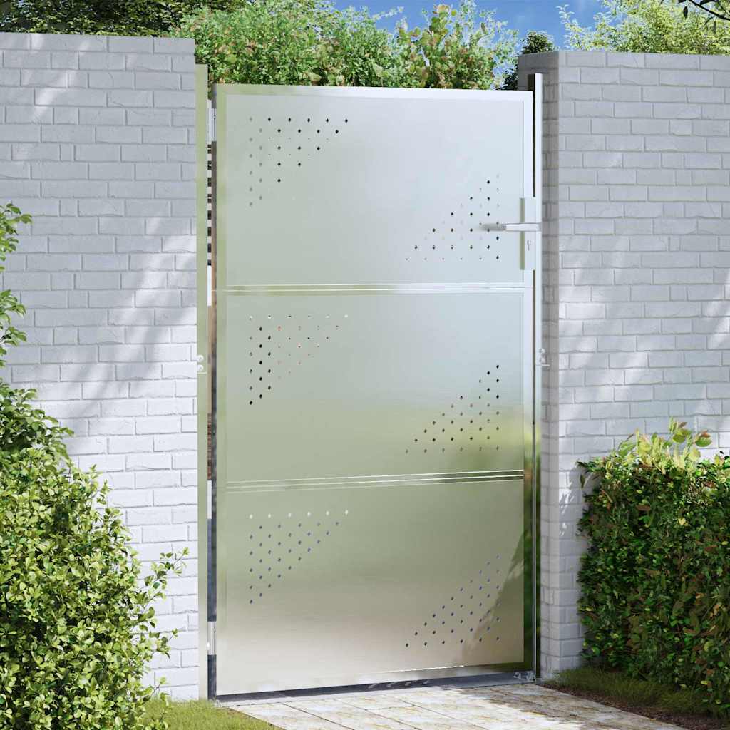 Garden Gate with Lock Silver 85 x 120 cm Stainless Steel