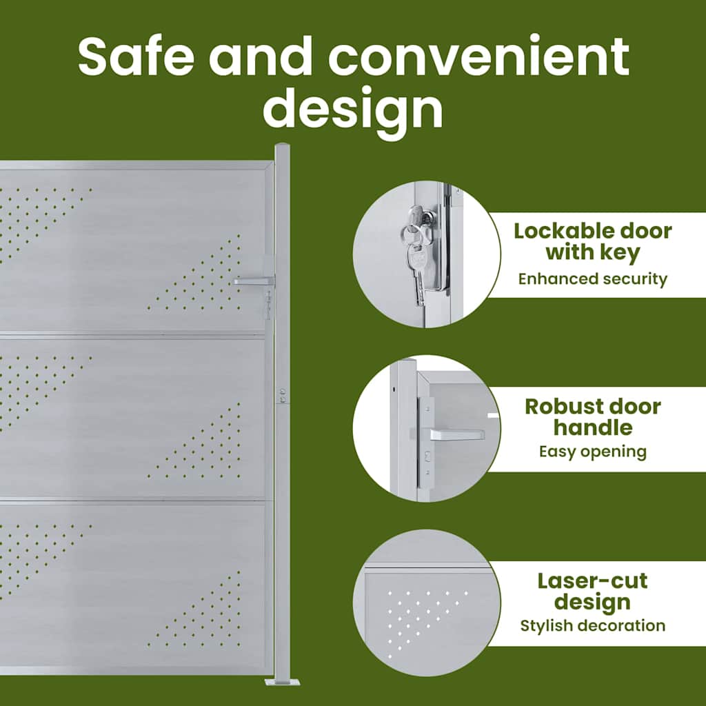 Garden Gate with Lock Silver 85 x 120 cm Stainless Steel
