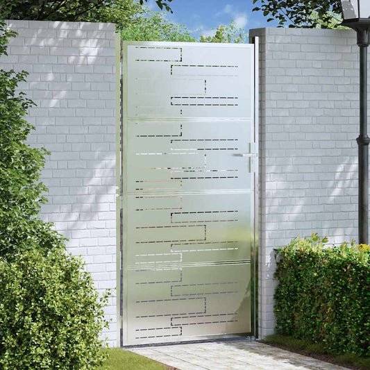 Garden Gate 85 x 174 cm Stainless Steel Silver Lockable