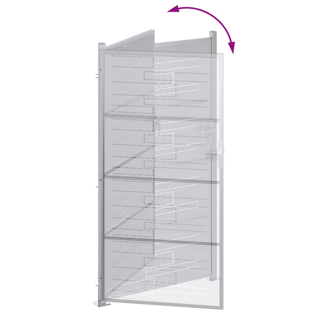 Garden Gate with Lock Silver 85 x 174 cm Stainless Steel