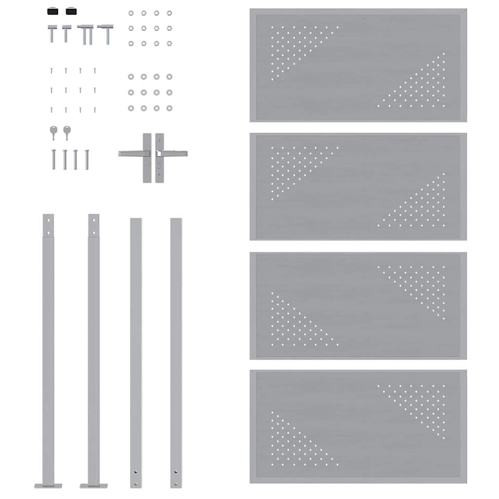 Garden Gate 85 x 174 cm Stainless Steel Silver Lockable