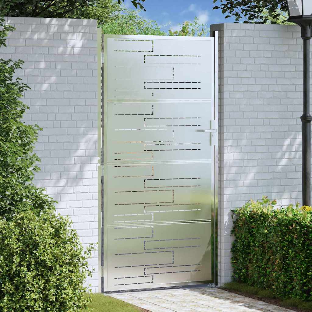 Garden Gate 85 x 196 cm Stainless Steel Silver Lockable