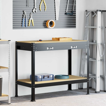 Workbench Black 114 x 54 x 91 cm Engineered Wood and Metal
