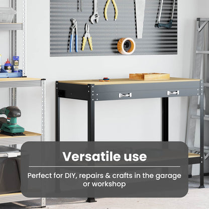 Workbench Black 114 x 54 x 91 cm Engineered Wood and Metal