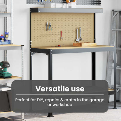 Workbench Black 114 x 54 x 145 cm Engineered Wood and Metal