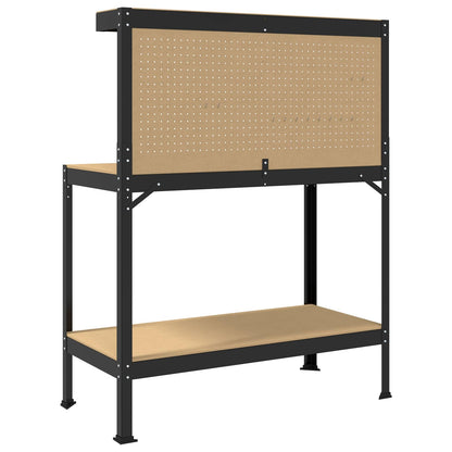 Workbench Black 114 x 54 x 145 cm Engineered Wood and Metal