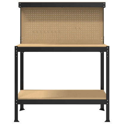 Workbench Black 114 x 54 x 145 cm Engineered Wood and Metal