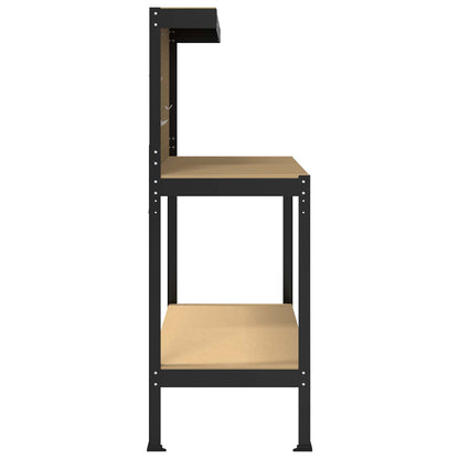 Workbench Black 114 x 54 x 145 cm Engineered Wood and Metal