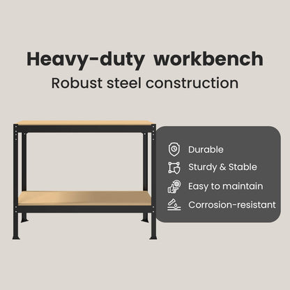 Workbench Black 115 x 55 x 91 cm Engineered Wood and Metal