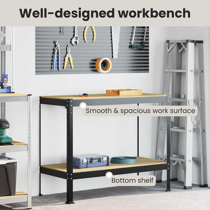 Workbench Black 115 x 55 x 91 cm Engineered Wood and Metal