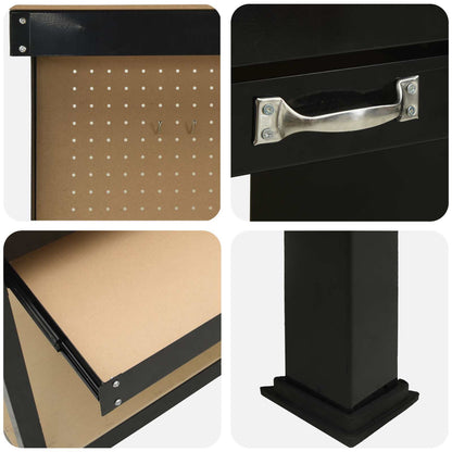 Workbench Black 81 x 41 x 145 cm Engineered Wood and Metal