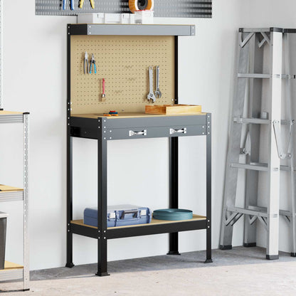Workbench Black 81 x 41 x 145 cm Engineered Wood and Metal