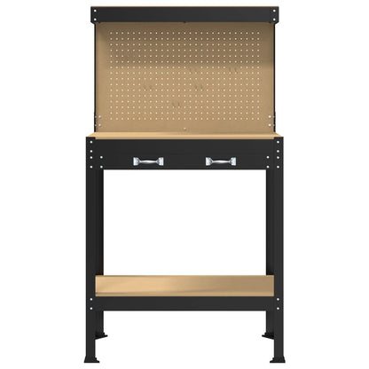 Workbench Black 81 x 41 x 145 cm Engineered Wood and Metal