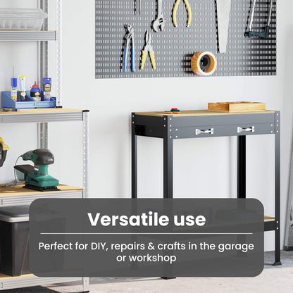 Workbench Black 80 x 40 x 91 cm Engineered Wood and Metal