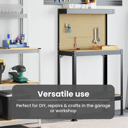 Workbench Black 81 x 41 x 145 cm Engineered Wood and Metal