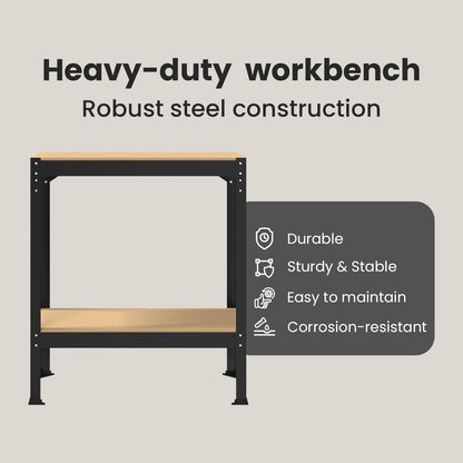 Workbench Black 81 x 41 x 91 cm Engineered Wood and Metal