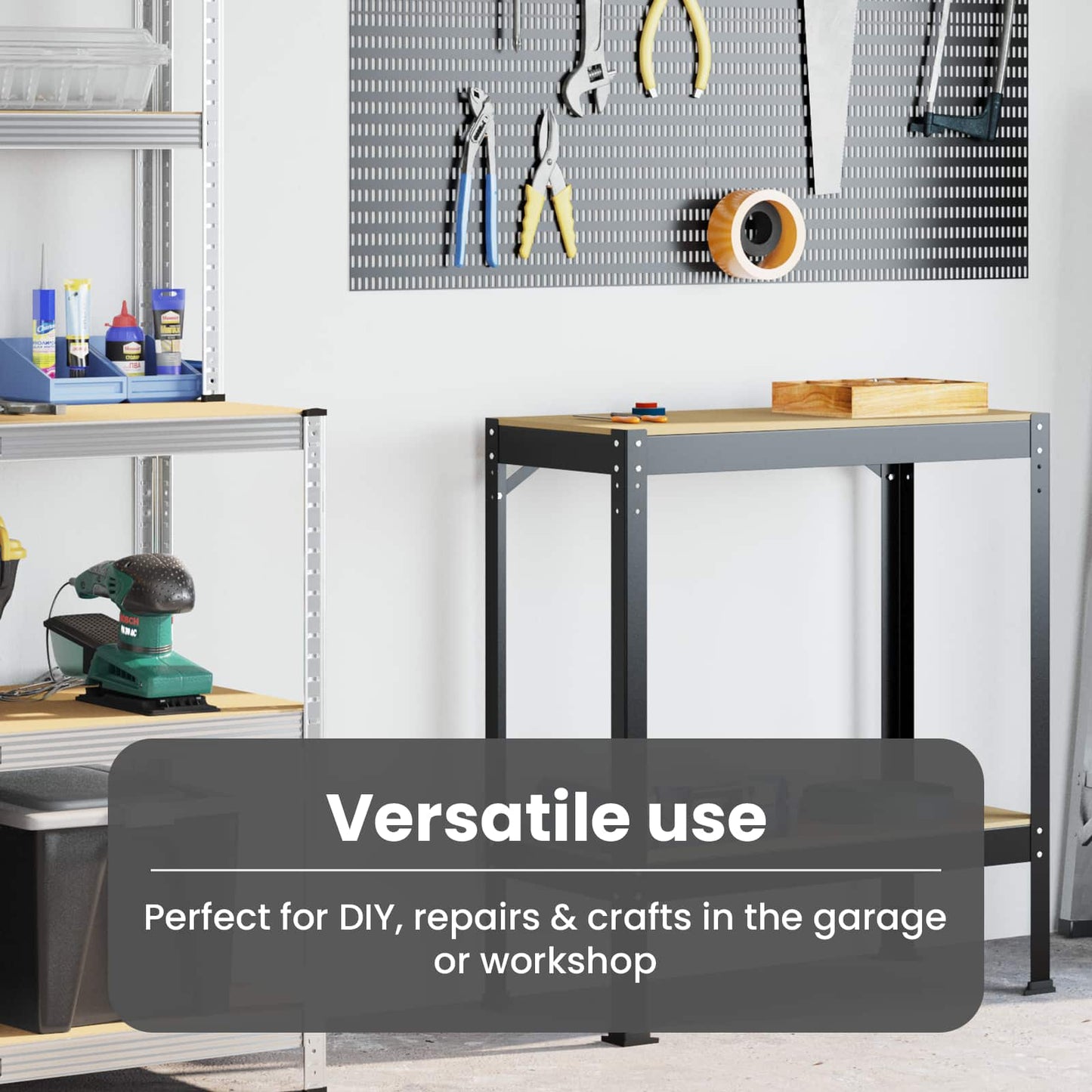 Workbench Black 81 x 41 x 91 cm Engineered Wood and Metal