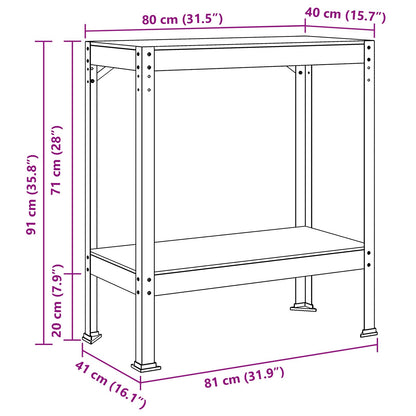 Workbench Black 81 x 41 x 91 cm Engineered Wood and Metal
