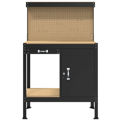 Workbench Black 90 x 49 x 141 cm Engineered Wood and Metal