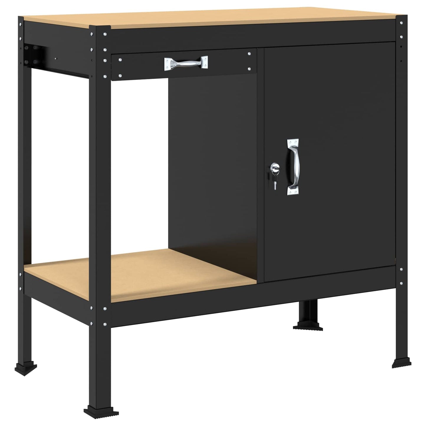 Workbench Black 90 x 49 x 91 cm Engineered Wood and Metal