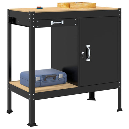 Workbench Black 90 x 49 x 91 cm Engineered Wood and Metal