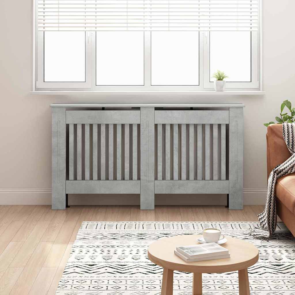 Radiator Cover Concrete Grey 152 x 19 x 81.5 cm Engineered Wood