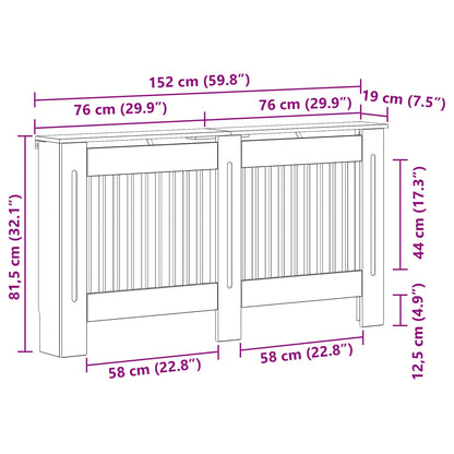 Radiator Cover High Gloss White 152 x 19 x 81.5 cm