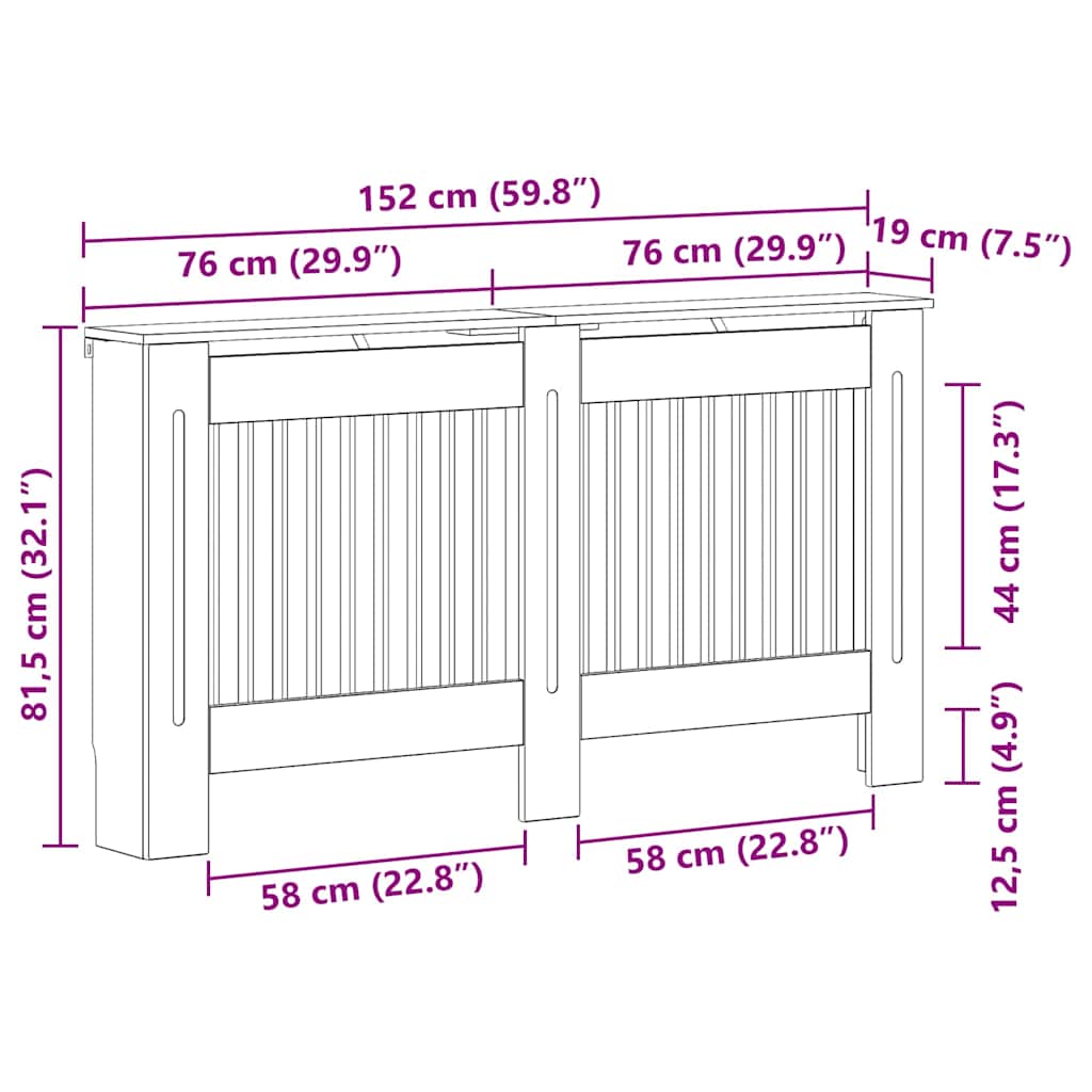 Radiator Cover Artisan Oak 152 x 19 x 81.5 cm Engineered Wood