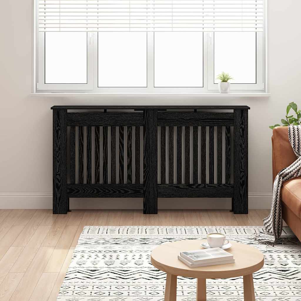 Radiator Cover Black Oak 152 x 19 x 81.5 cm Engineered Wood