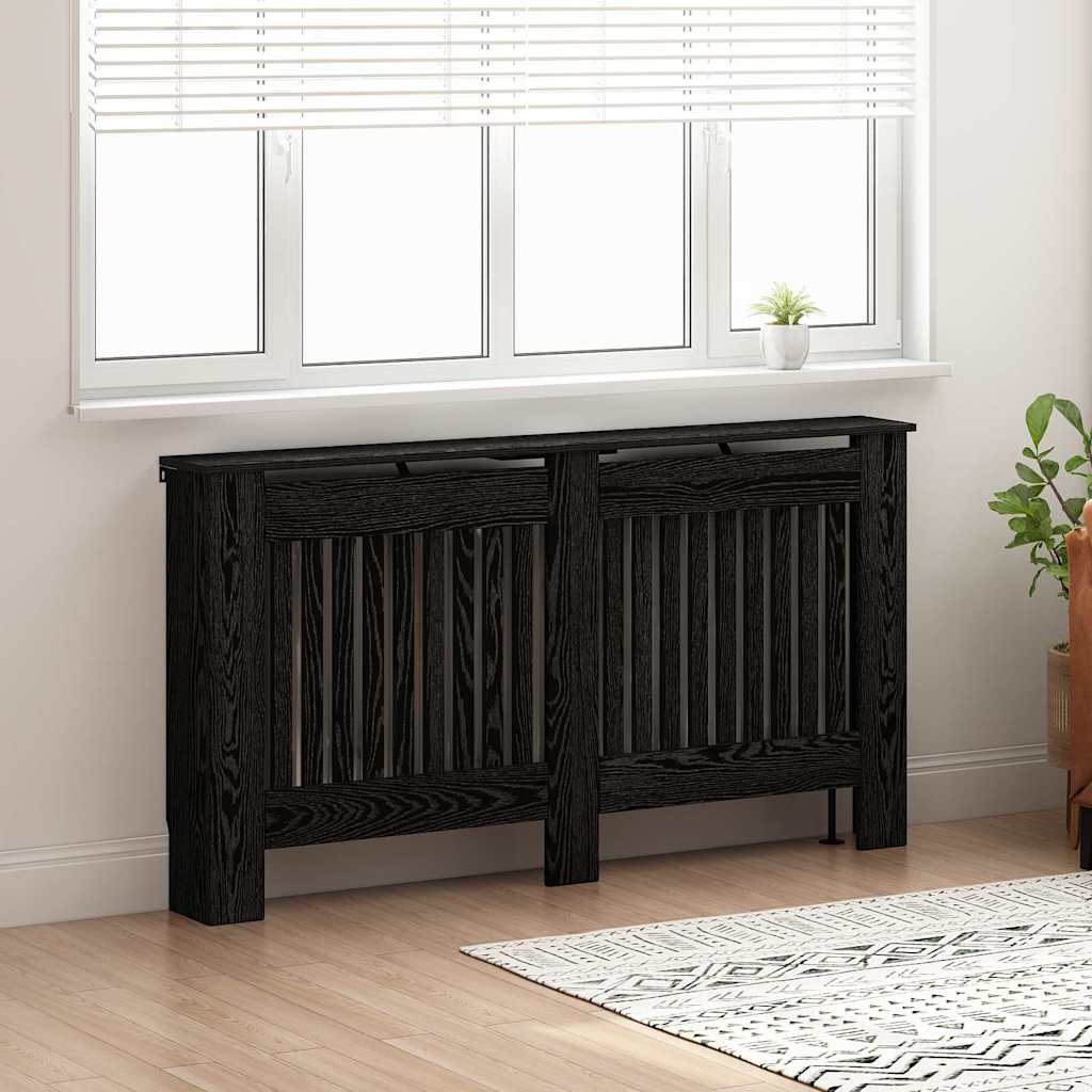 Radiator Cover Black Oak 152 x 19 x 81.5 cm Engineered Wood