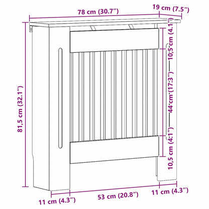 Radiator Cover Grey Sonoma 78 x 19 x 81.5 cm Engineered Wood