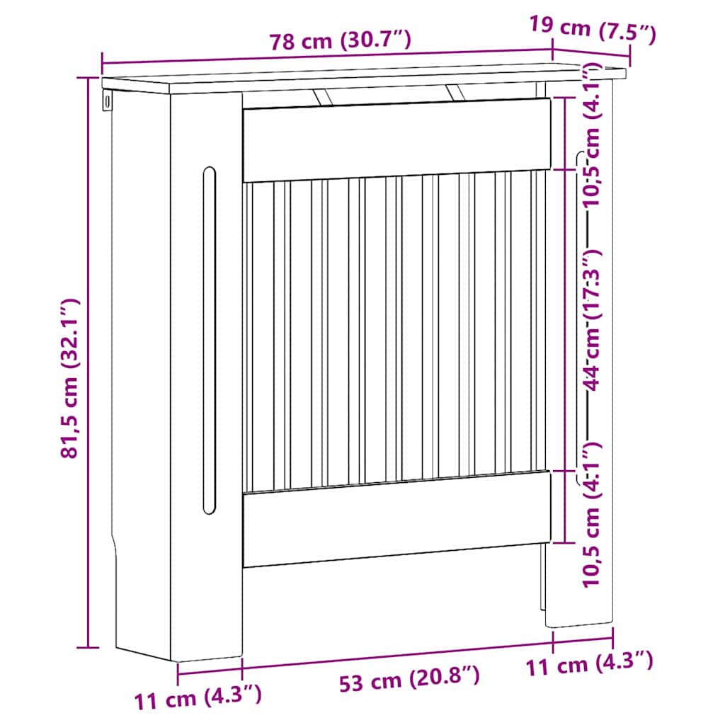 Radiator Cover Black Oak 78 x 19 x 81.5 cm Engineered Wood
