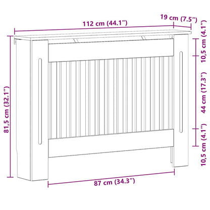 Radiator Cover Concrete Grey 112 x 19 x 81.5 cm Engineered Wood