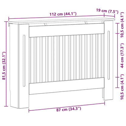 Radiator Cover High Gloss White 112 x 19 x 81.5 cm
