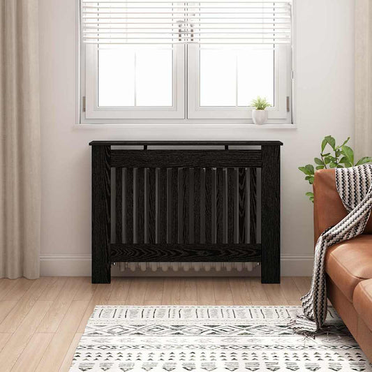 Radiator Cover Black Oak 112 x 19 x 81.5 cm Engineered Wood